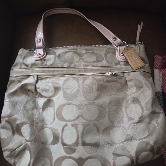 Coach | Bags | Authentic Coach Signature Beige Handshoulder Bag | Poshmark